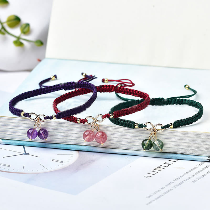 Bracelet fantôme vert améthyste quartz fraise naturel pour une énergie positive