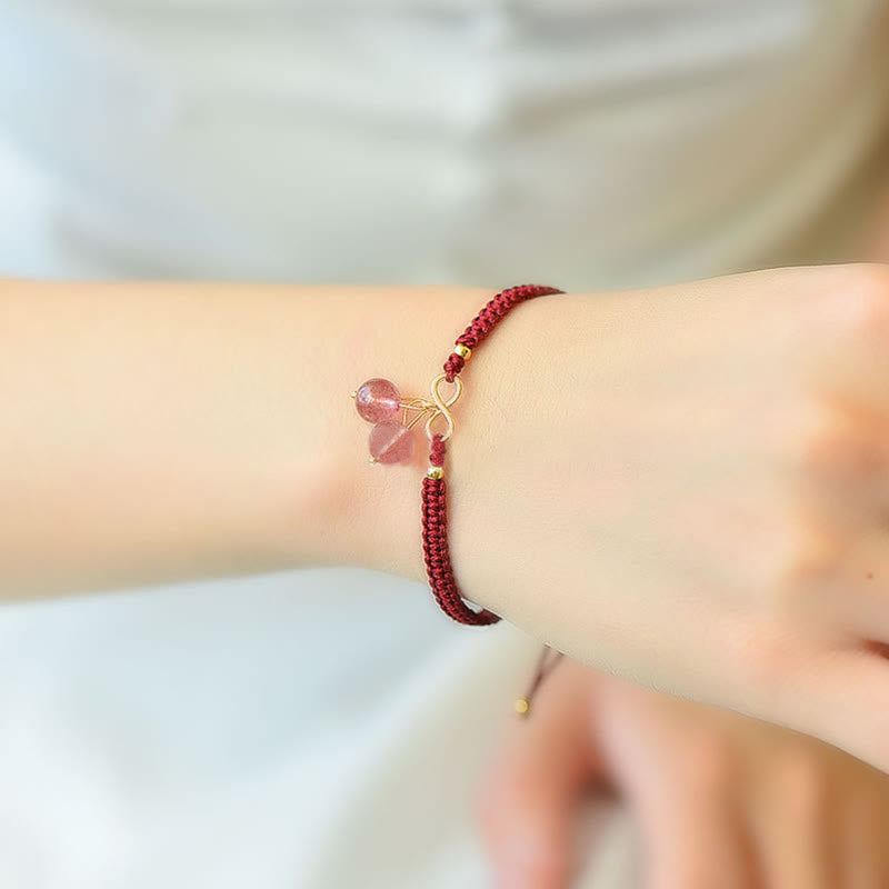 Bracelet fantôme vert améthyste quartz fraise naturel pour une énergie positive