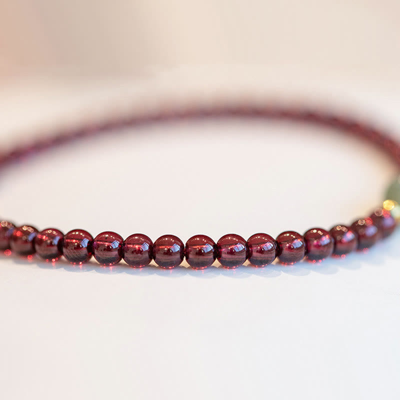 Bracelet de guérison porte-bonheur en jade, quartz fraise naturel et grenat