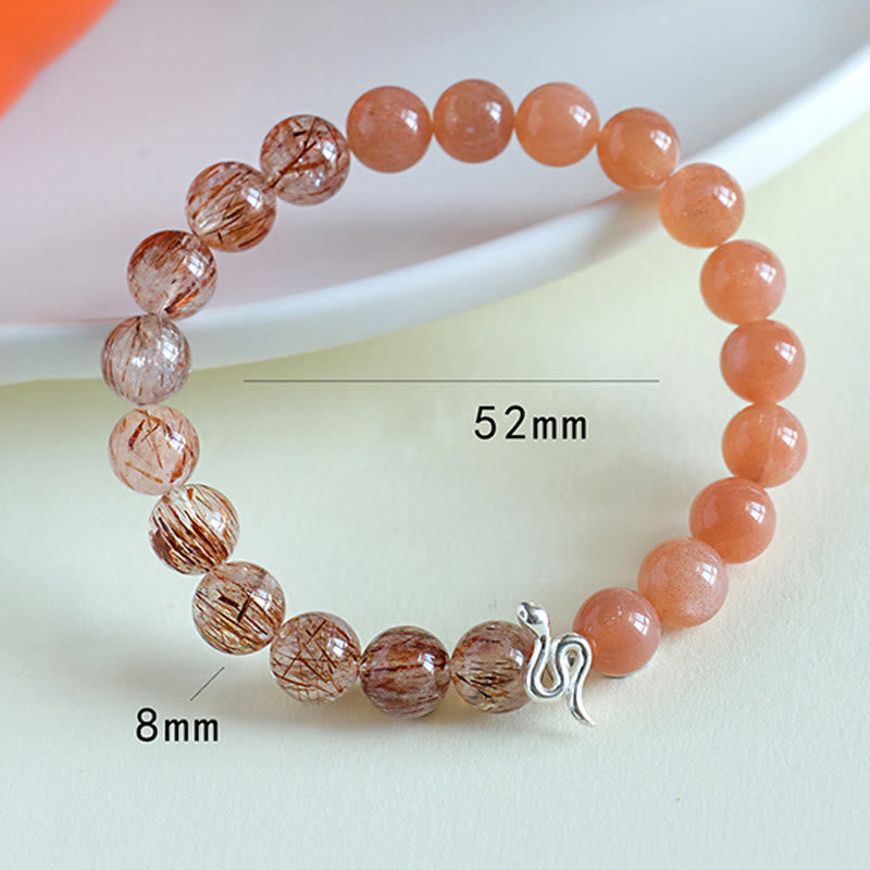 Bracelet serpent en pierre de soleil naturelle et cristal Super Seven 8 mm