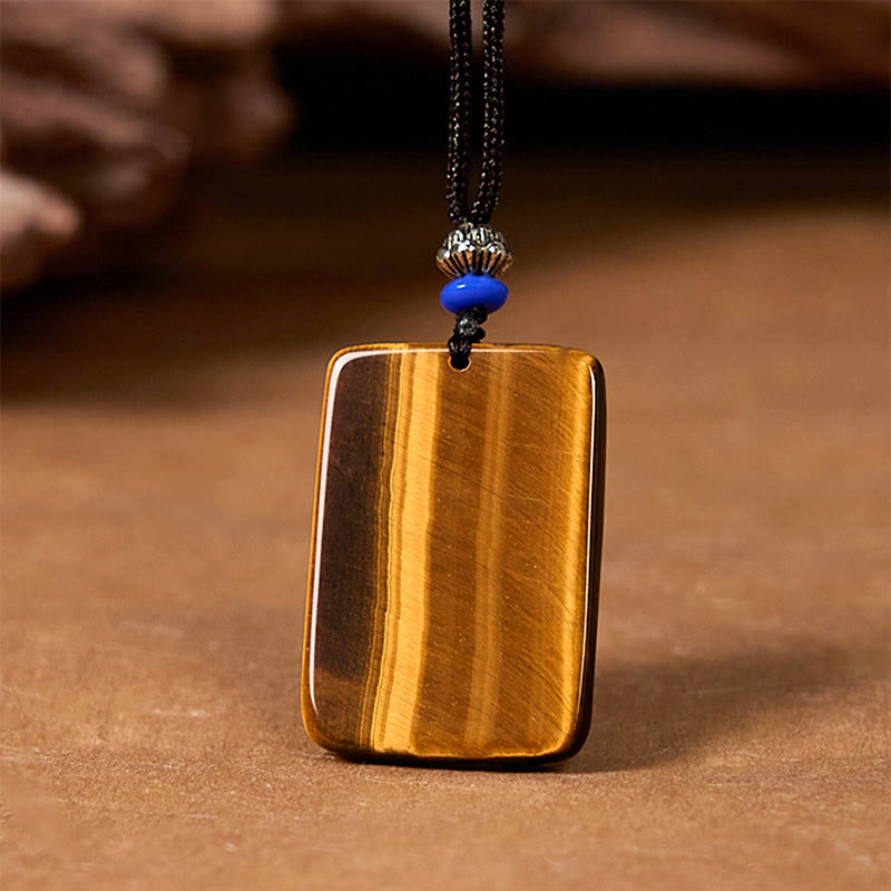 Collier avec pendentif en corde de protection en œil de tigre naturel