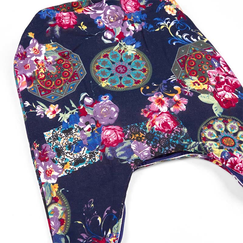 Sac bandoulière en coton bleu marine à motif floral