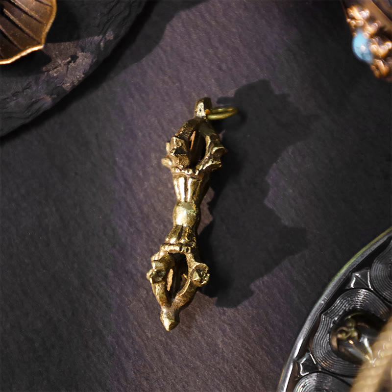 Vajra double Dorje en cuivre fait main au Népal pour l'illumination et la force