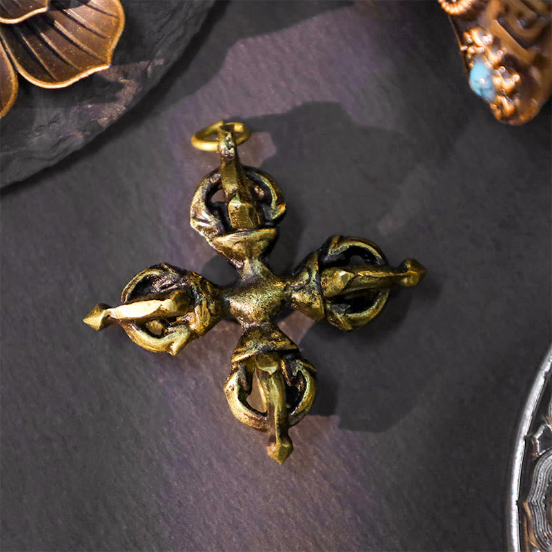 Vajra double Dorje en cuivre fait main au Népal pour l'illumination et la force