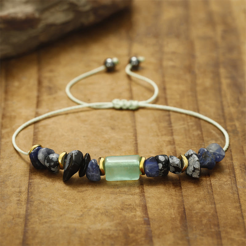 Bracelet d'obsidienne New Job avec aventurine verte et sodalite pour la chance