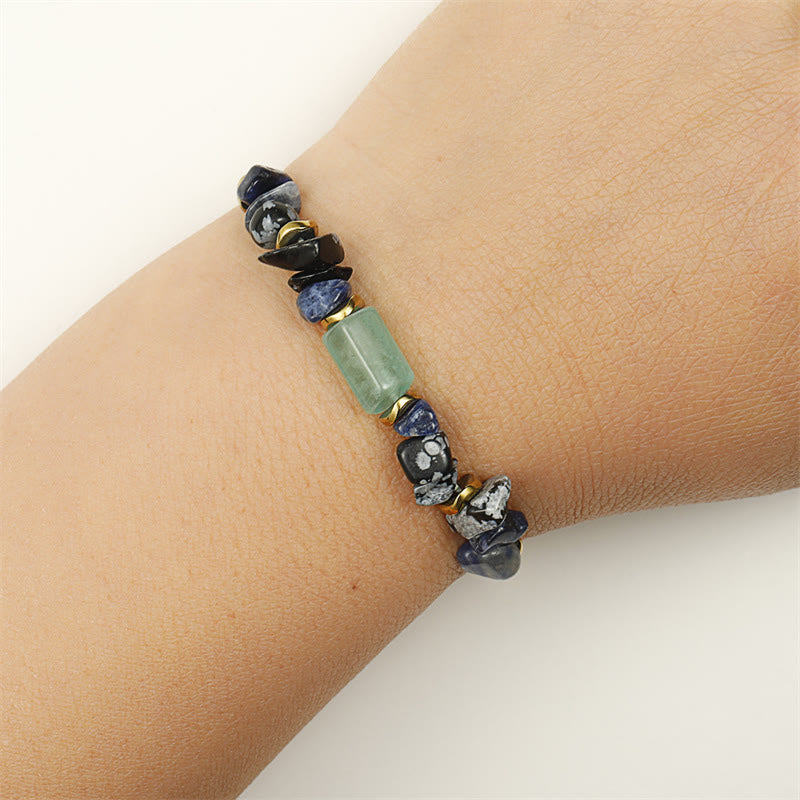 Bracelet d'obsidienne New Job avec aventurine verte et sodalite pour la chance