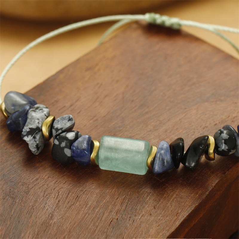 Bracelet d'obsidienne New Job avec aventurine verte et sodalite pour la chance