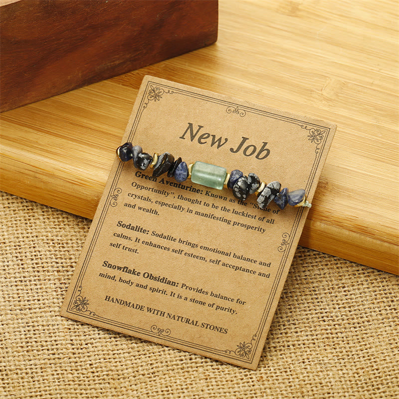 Bracelet d'obsidienne New Job avec aventurine verte et sodalite pour la chance