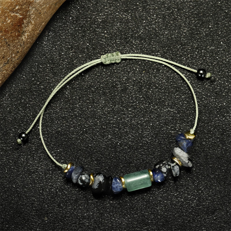 Bracelet d'obsidienne New Job avec aventurine verte et sodalite pour la chance