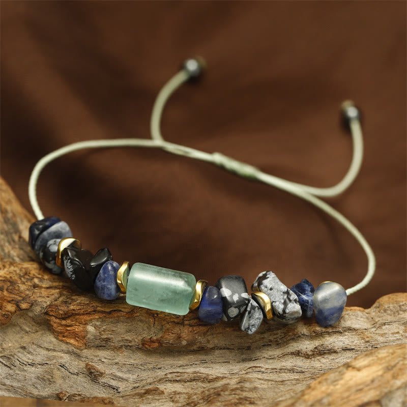 Bracelet d'obsidienne New Job avec aventurine verte et sodalite pour la chance