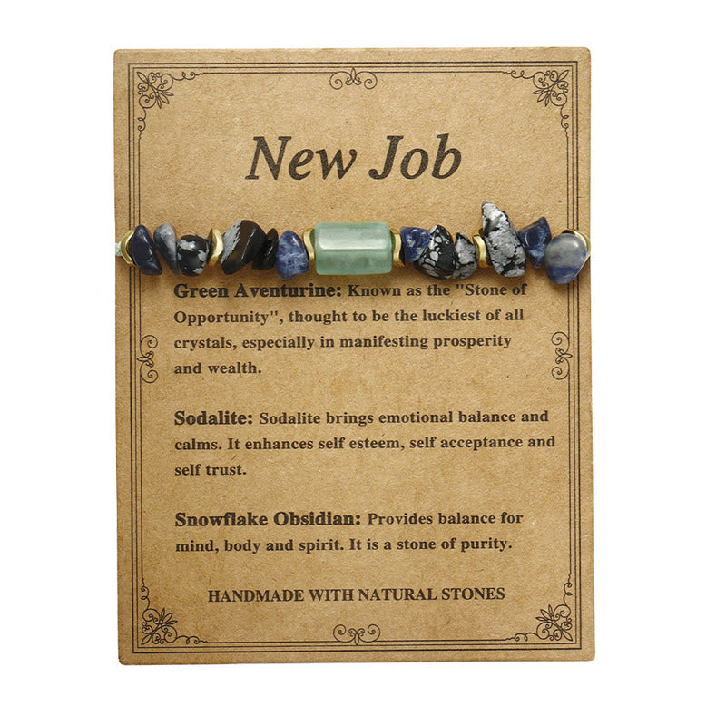 Bracelet d'obsidienne New Job avec aventurine verte et sodalite pour la chance