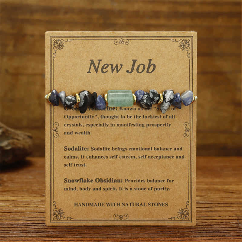 Bracelet d'obsidienne New Job avec aventurine verte et sodalite pour la chance