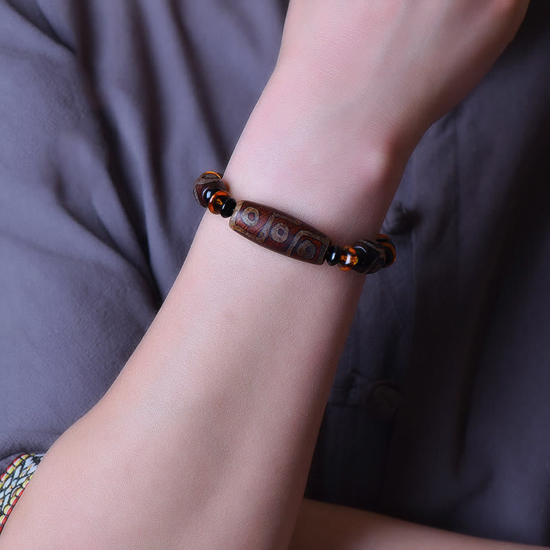 Bracelet en agate de protection de richesse avec perles dzi à neuf yeux