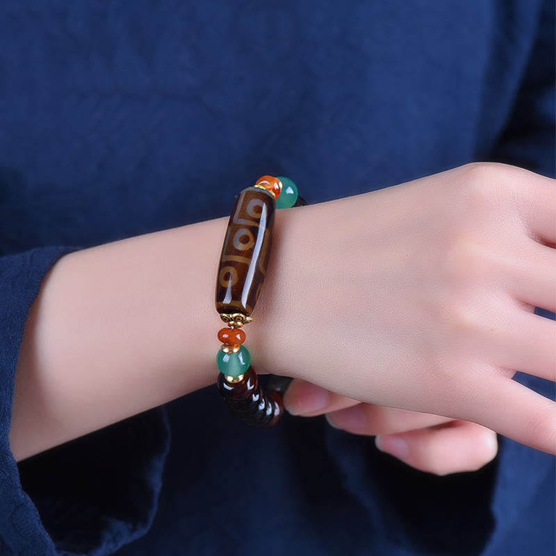 Bracelet de protection spirituelle en perles Dzi à neuf et trois yeux