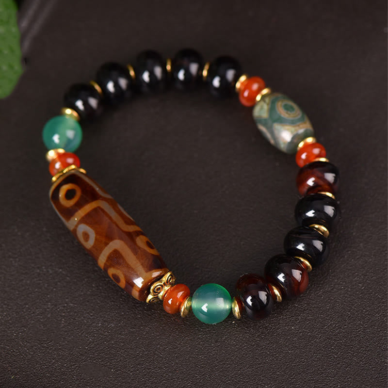 Bracelet de protection spirituelle en perles Dzi à neuf et trois yeux