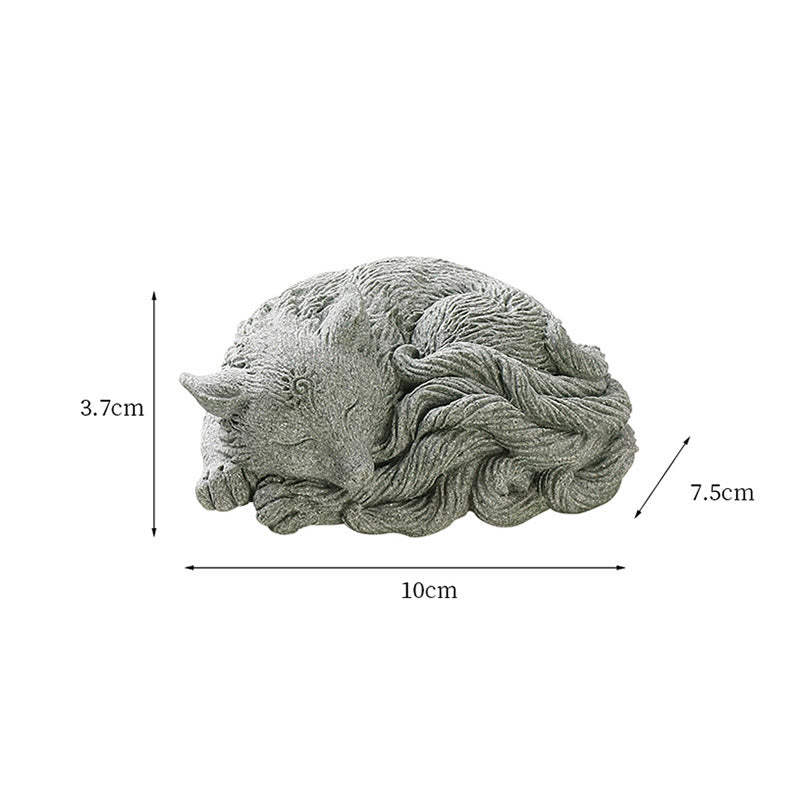 Figurine de renard à neuf queues en grès, décoration zen pour la maison, 10 cm