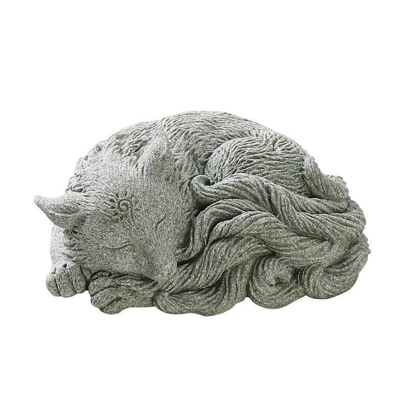 Figurine de renard à neuf queues en grès, décoration zen pour la maison, 10 cm