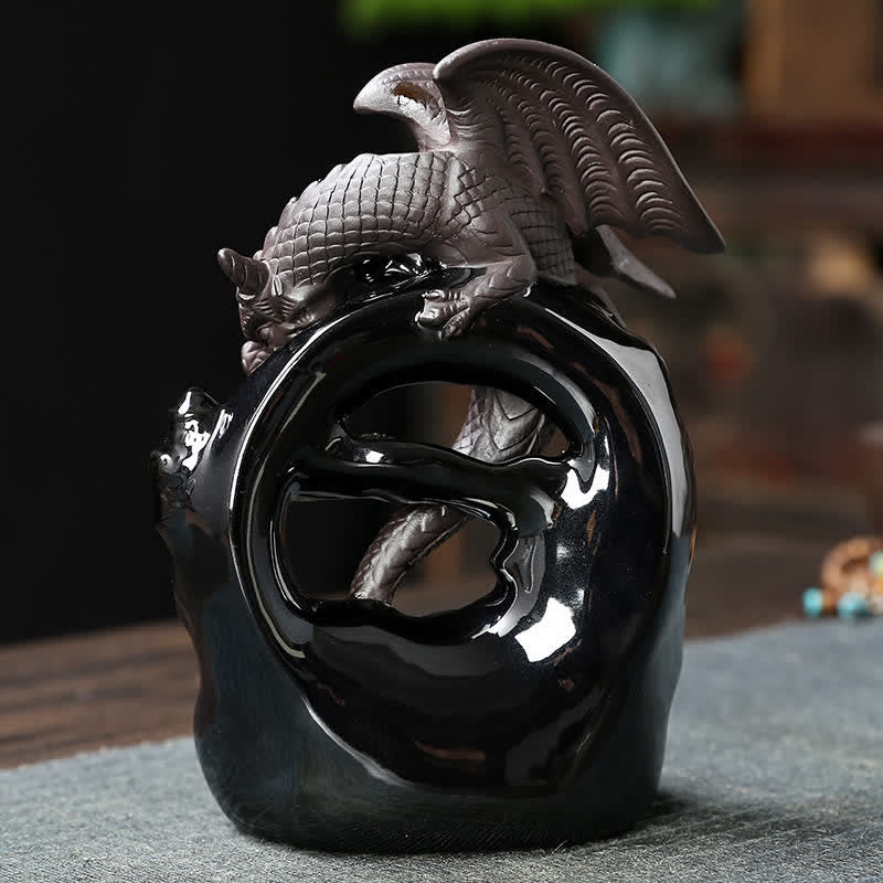 Brûleur d'encens à reflux en céramique nordique en forme de dragon ptérosaure