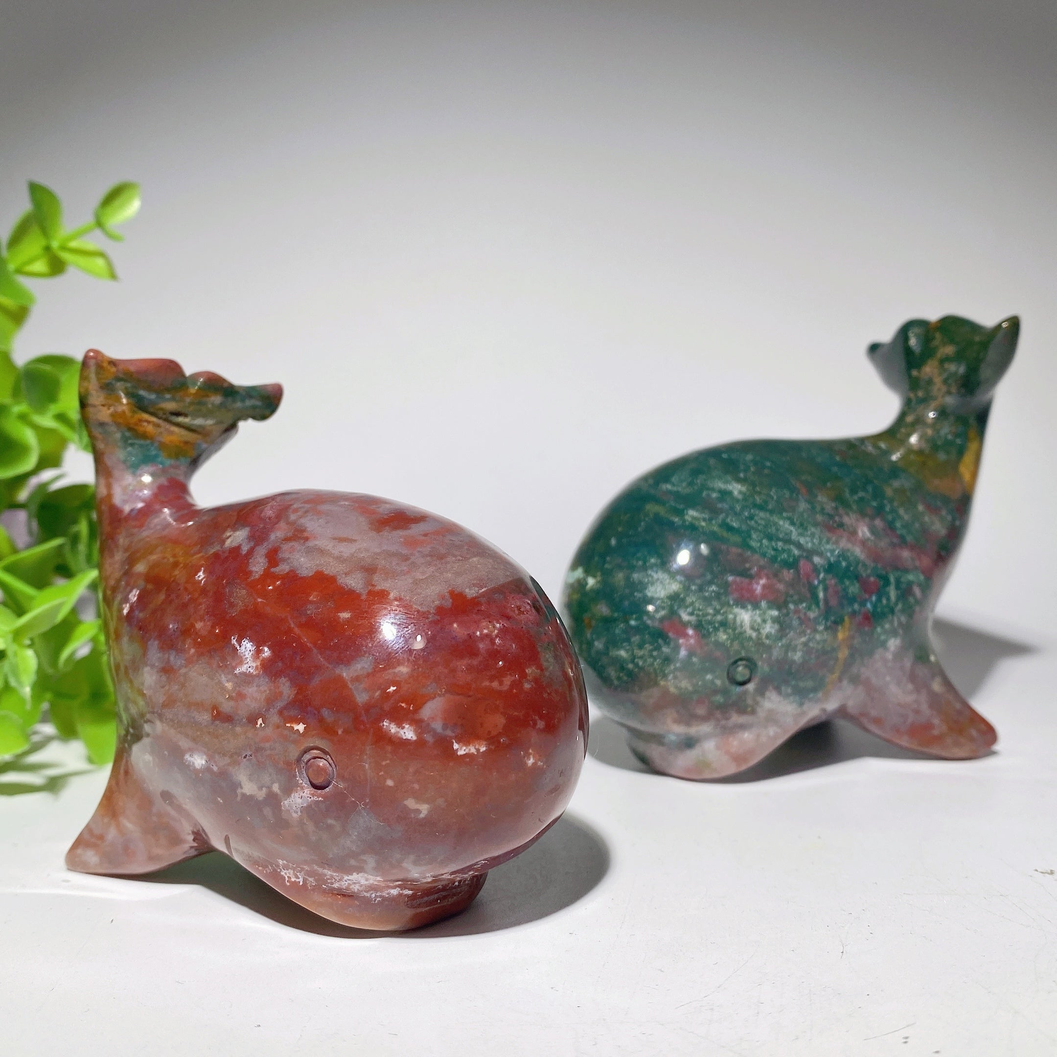 Ocean Jasper Whale Crystal Carving 4.0-4.3 inch Healing Sculptures