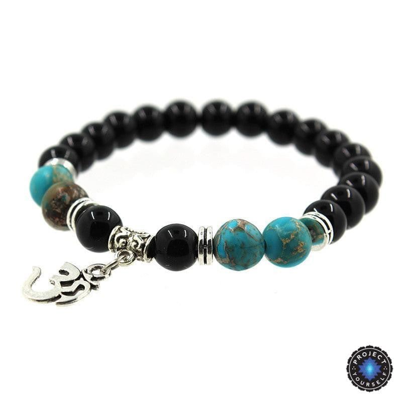 Bracelet Agate Charm Om - Bijoux Symbole Spirituel