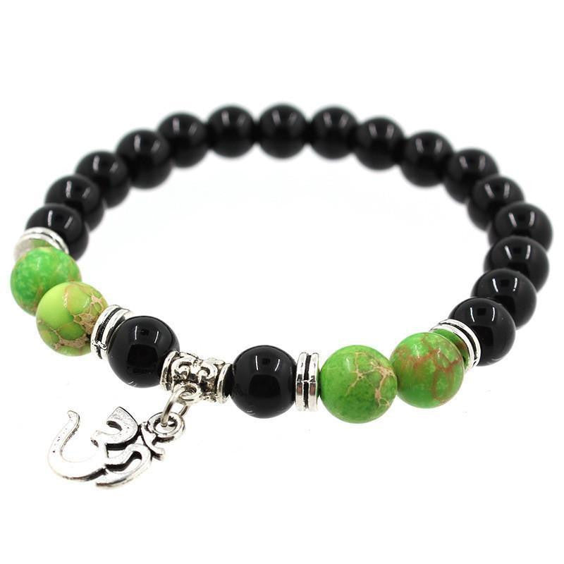 Bracelet Agate Charm Om - Bijoux Symbole Spirituel