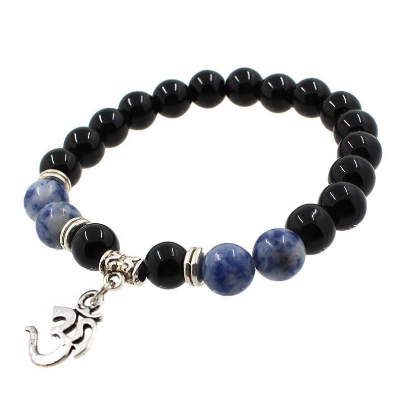 Bracelet Agate Charm Om - Bijoux Symbole Spirituel