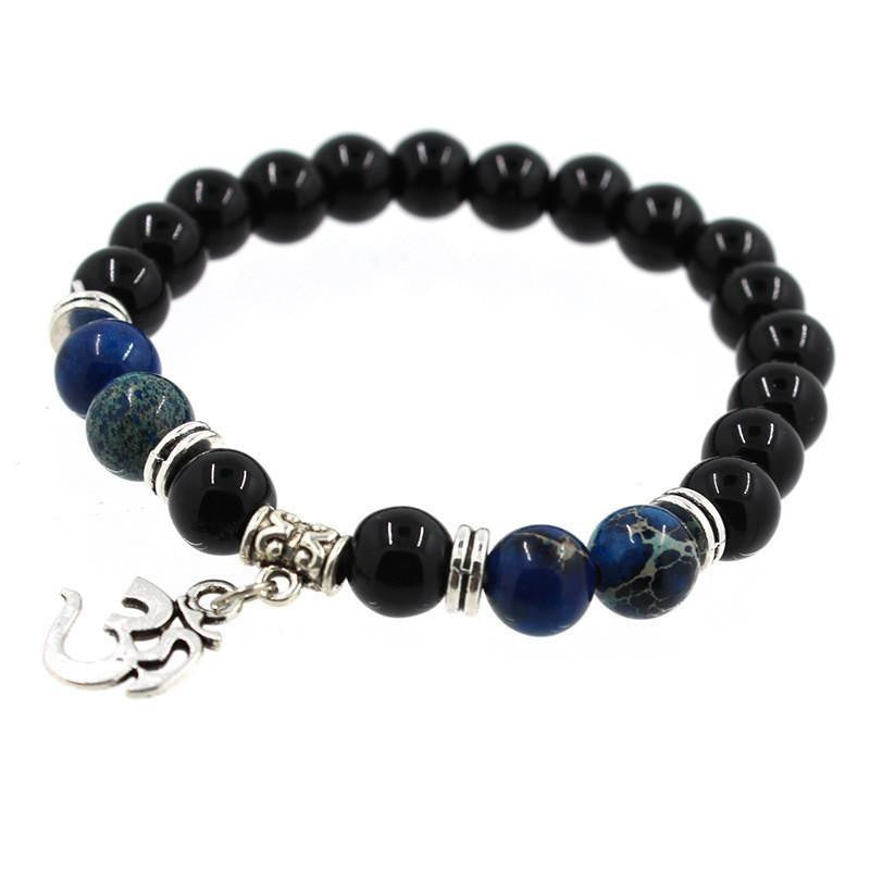 Bracelet Agate Charm Om - Bijoux Symbole Spirituel