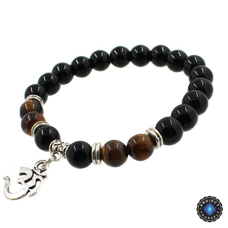 Bracelet Agate Charm Om - Bijoux Symbole Spirituel