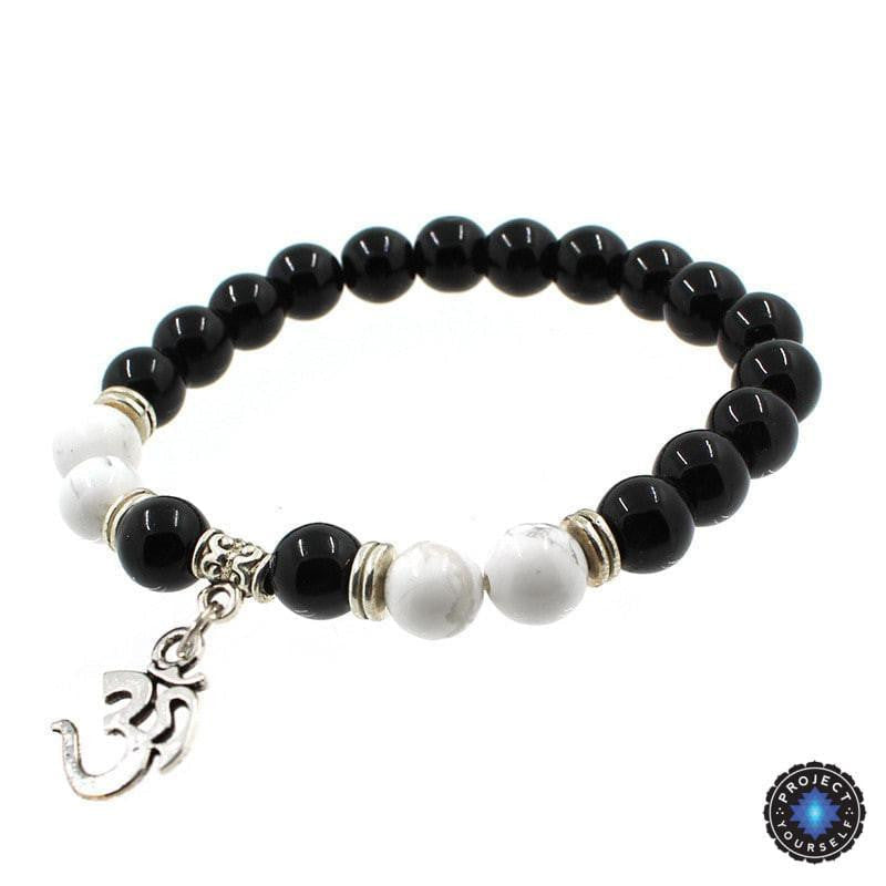 Bracelet Agate Charm Om - Bijoux Symbole Spirituel