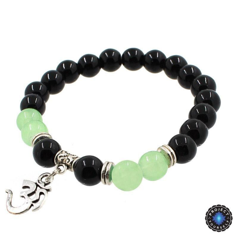 Bracelet Agate Charm Om - Bijoux Symbole Spirituel