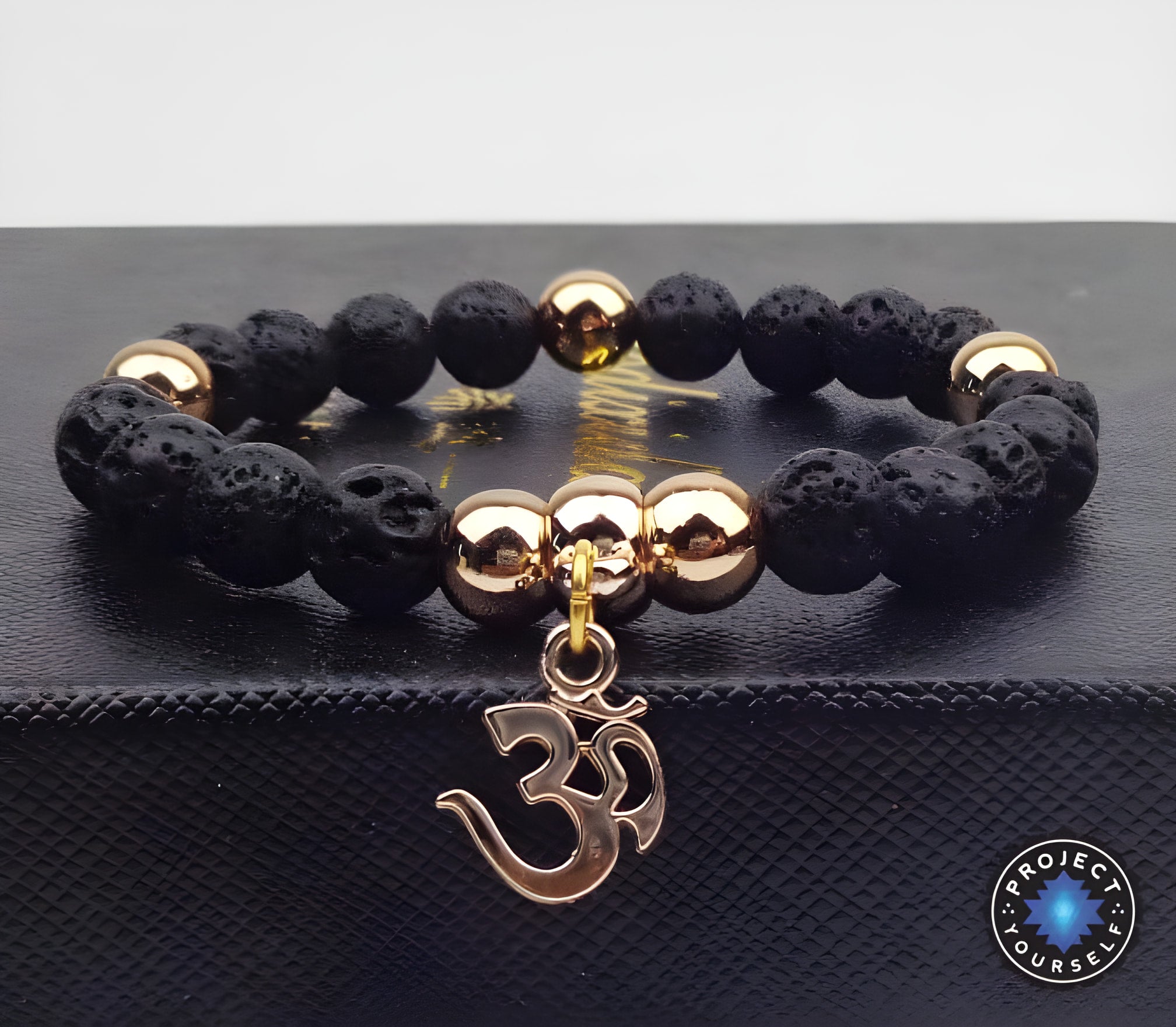 Bracelet de perles Mala en jaspe Om pour la pleine conscience