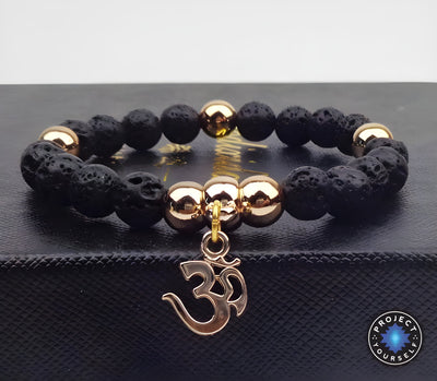 Bracelet de perles Mala en jaspe Om pour la pleine conscience