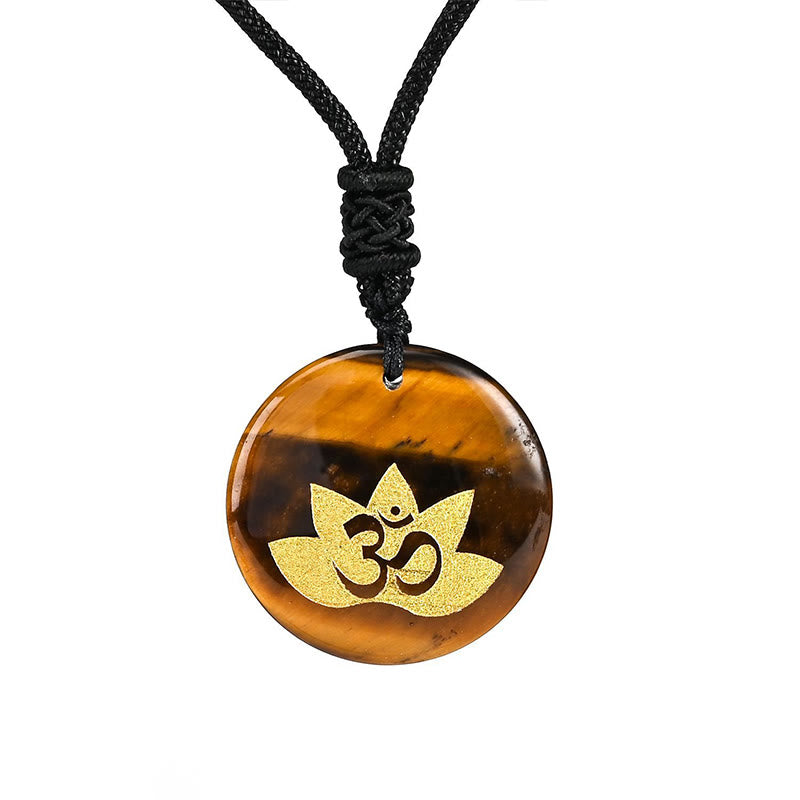 Collier de guérison en améthyste symbole Om Lotus pour l'équilibre spirituel