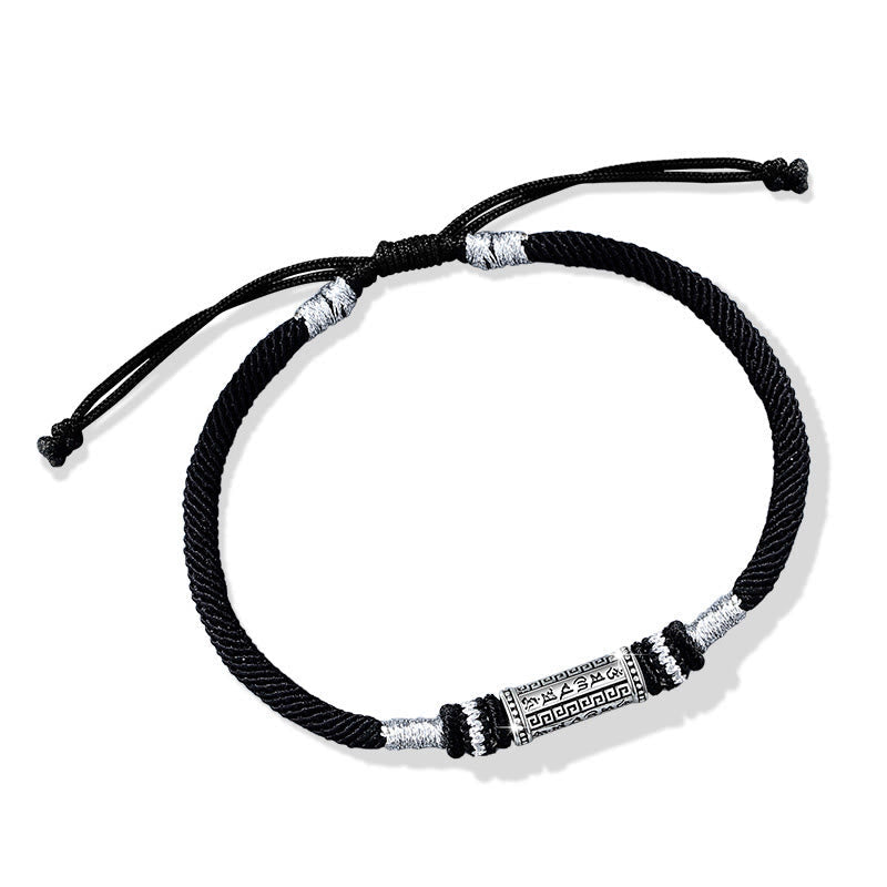 Bracelet en corde tressée en argent 925 Om Mani Padme Hum