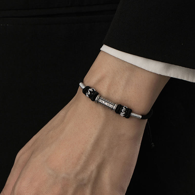 Bracelet en corde tressée en argent 925 Om Mani Padme Hum