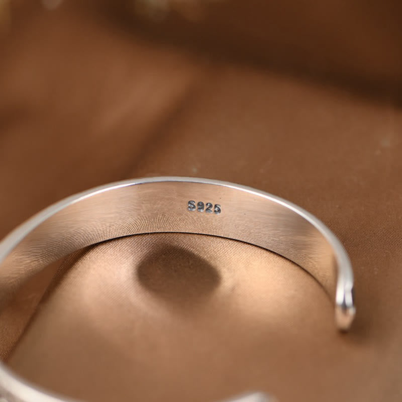 Bracelet manchette de sagesse en argent sterling 925 Om Mani Padme Hum