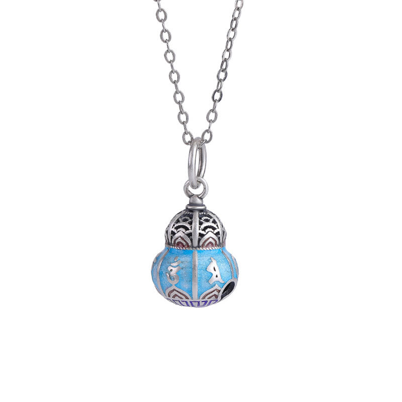 Collier pendentif Om Mani Padme Hum en argent 999 avec gourde de sagesse