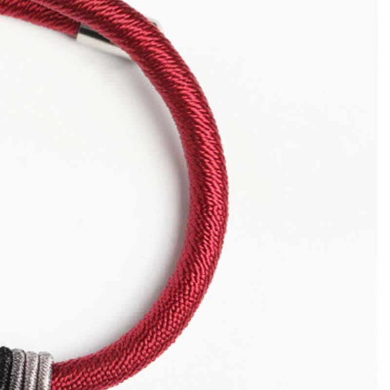 Bracelet Om Mani Padme Hum | Argent sterling 925, cordon rouge, unisexe