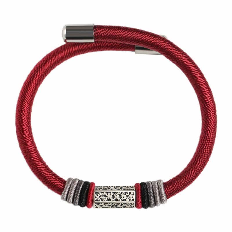 Bracelet Om Mani Padme Hum | Argent sterling 925, cordon rouge, unisexe