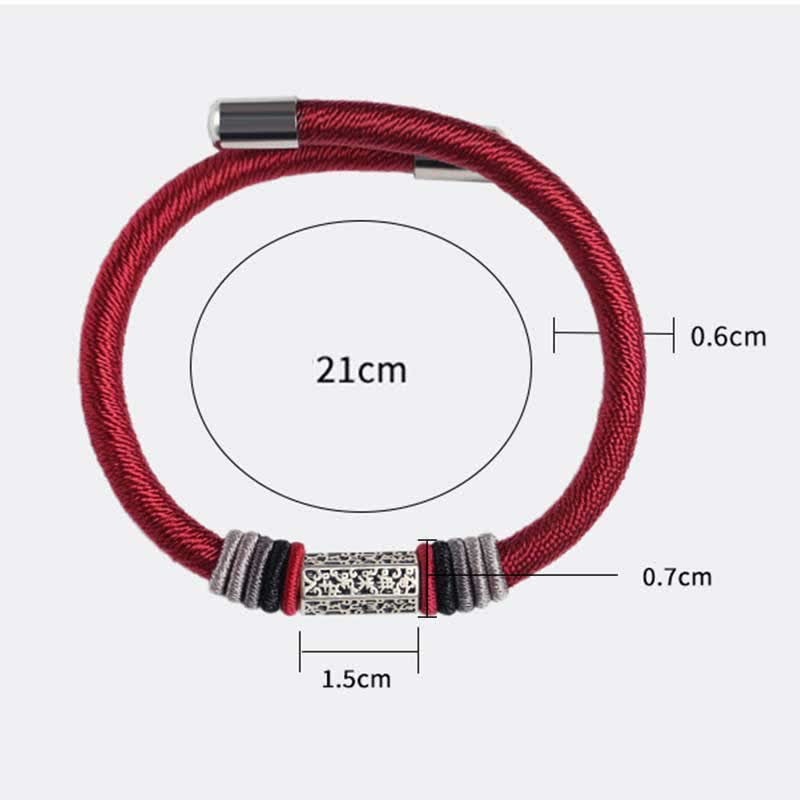 Bracelet Om Mani Padme Hum | Argent sterling 925, cordon rouge, unisexe