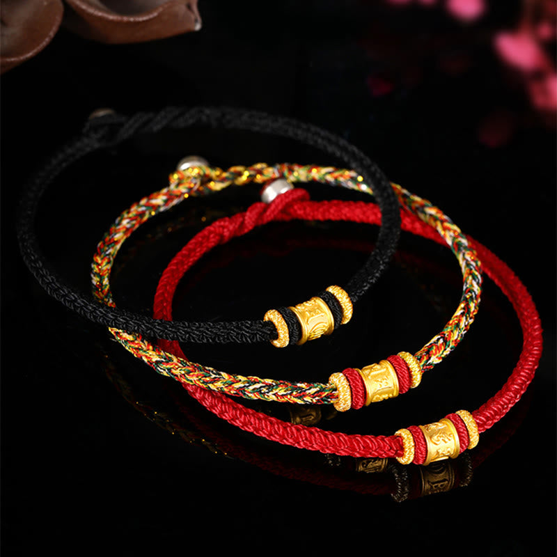 Bracelet Om Mani Padme Hum | Cordon de protection en or et argent 999