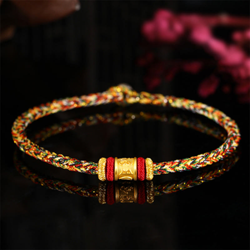Bracelet Om Mani Padme Hum | Cordon de protection en or et argent 999