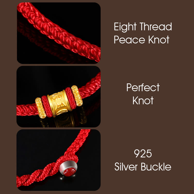 Bracelet Om Mani Padme Hum | Cordon de protection en or et argent 999