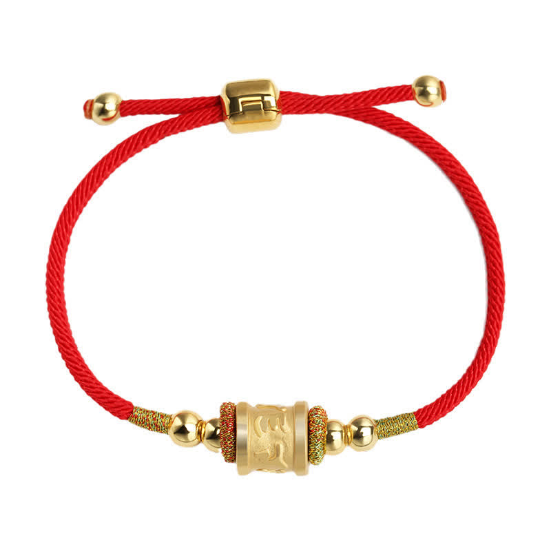 Bracelet Om Mani Padme Hum en argent sterling avec cordon rouge porte-bonheur