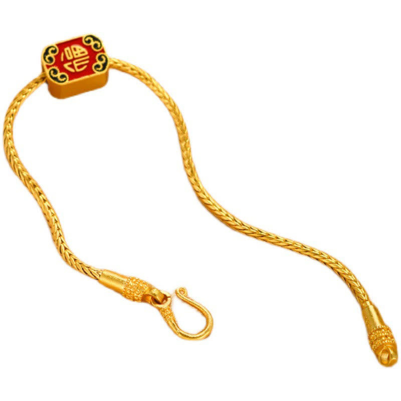 Bracelet de paix en cuivre et or 18 carats Om Mani Padme Hum