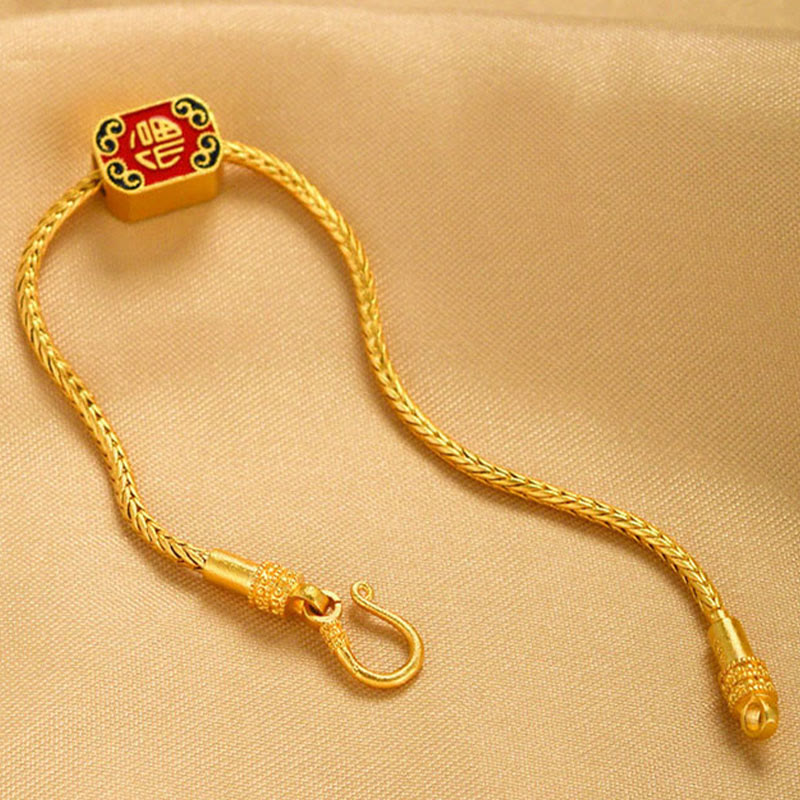 Bracelet de paix en cuivre et or 18 carats Om Mani Padme Hum