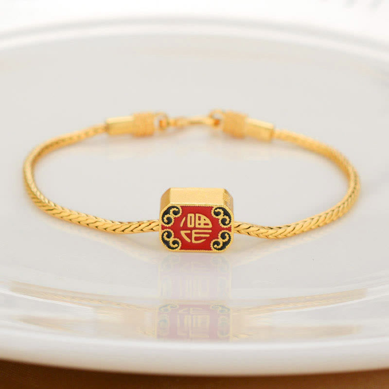 Bracelet de paix en cuivre et or 18 carats Om Mani Padme Hum