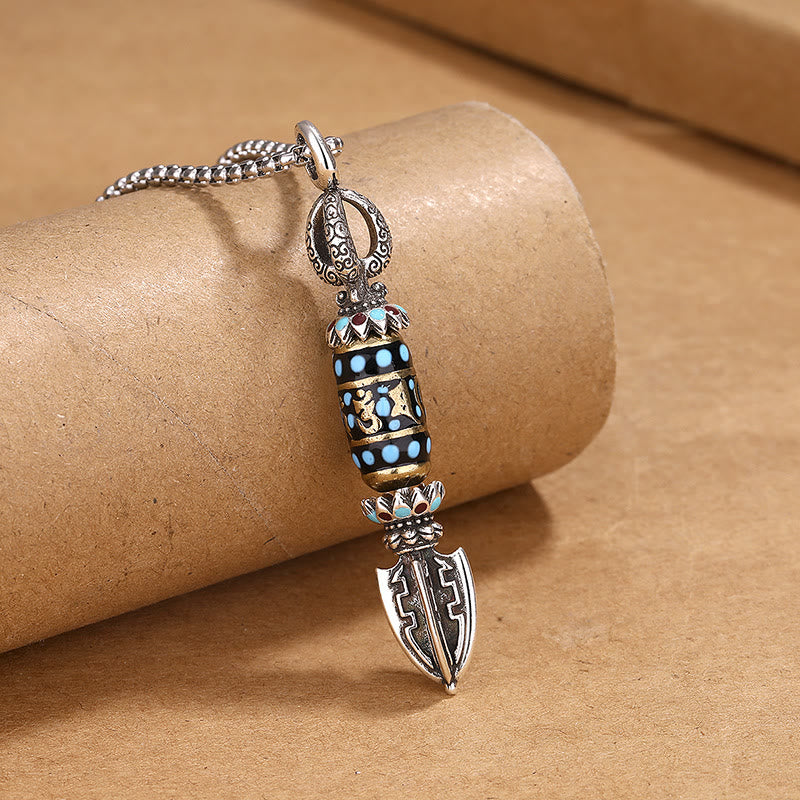 Collier pendentif de protection en agate de cuivre Om Mani Padme Hum