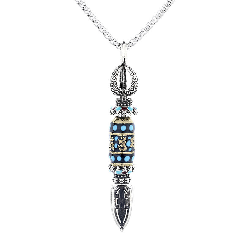 Collier pendentif de protection en agate de cuivre Om Mani Padme Hum