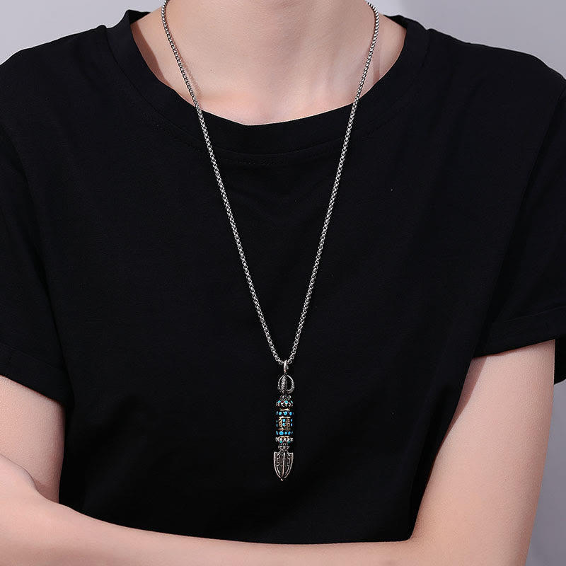 Collier pendentif de protection en agate de cuivre Om Mani Padme Hum